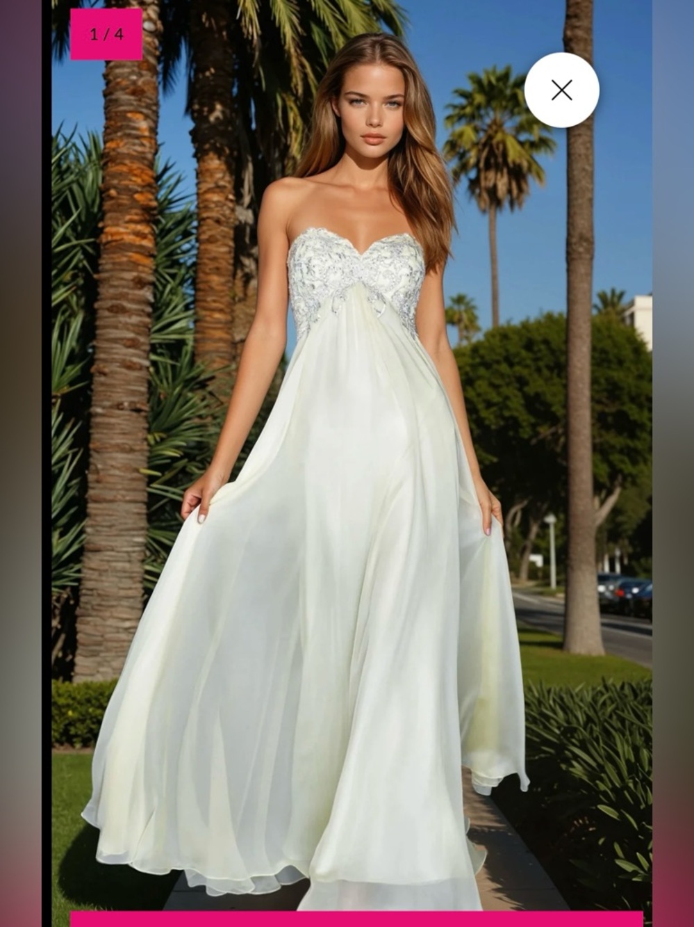 La Femme Strapless Beaded Empire Gown Style 20057